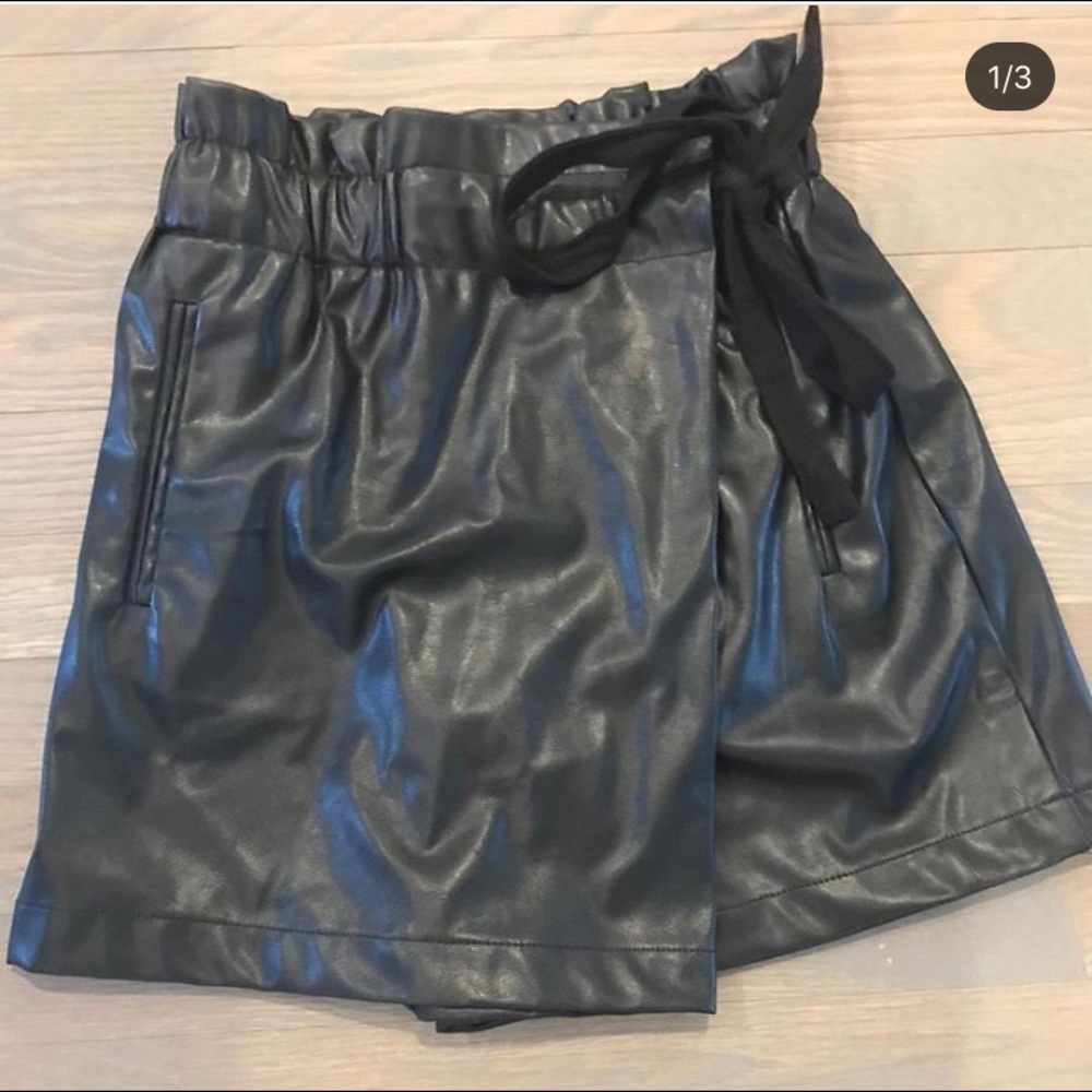Line + Dot black faux leather skirt